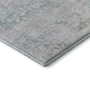 HomeRoots 9' X 12' Beige Blue Gray Floral Medallion Area Rug - Washable, Stain Resistant & UV Protected Design 695569