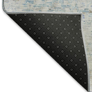 HomeRoots 10' X 14' Washable Floral Medallion Area Rug - Beige, Blue & Gray with UV Protection for Families 695570