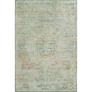 HomeRoots 9' X 12' Sage Blue & Copper Floral Medallion Area Rug – Stain Resistant, UV Protected, Easy Care! 695575