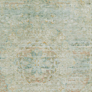 HomeRoots 9' X 12' Sage Blue & Copper Floral Medallion Area Rug – Stain Resistant, UV Protected, Easy Care! 695575