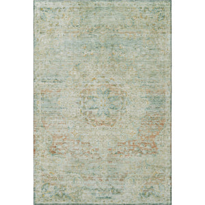 HomeRoots 9' X 12' Sage Blue & Copper Floral Medallion Area Rug – Stain Resistant, UV Protected, Easy Care! 695575