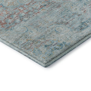 HomeRoots 8' X 10' Floral Medallion Area Rug in Sky Blue, Teal & Blush – Washable, UV Protected & Non-Slip! 695580