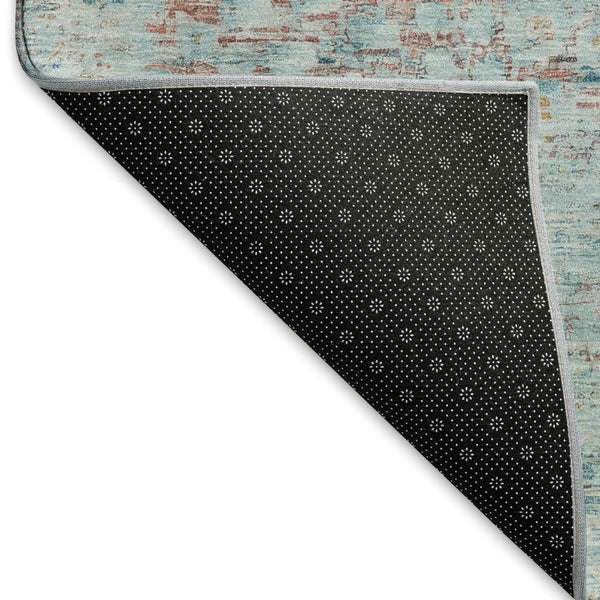 HomeRoots 10' x 14' Floral Medallion Area Rug in Sky Blue, Teal & Blush - Washable, UV Protected & Non-Slip! 695582