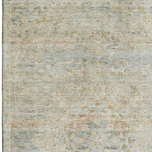 HomeRoots 5' X 8' Tan Beige Teal Floral Area Rug - Washable, UV Protected, Durable & Stylish for Every Room 695584
