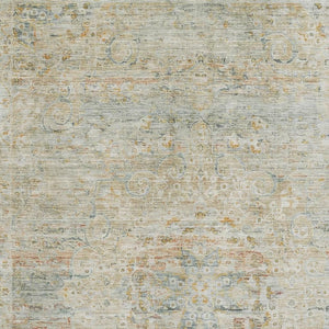 HomeRoots 8' X 10' Tan Beige & Teal Floral Medallion Area Rug - Washable, Stain Resistant & UV Protected! 695586