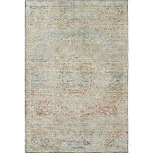HomeRoots 10' X 14' Tan Beige & Teal Floral Medallion Area Rug – Washable, UV-Protected, Stain-Resistant Design 695588