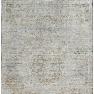 HomeRoots 5' X 8' Floral Medallion Area Rug in Taupe Beige and Gray - Washable, Stain-Resistant, UV Protected! 695590