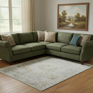 HomeRoots 8' X 10' Elegant Taupe Beige & Gray Floral Medallion Area Rug - Washable, UV-Protected & Durable 695592