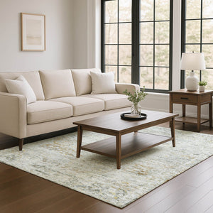 HomeRoots 8' X 10' Elegant Taupe Beige & Gray Floral Medallion Area Rug - Washable, UV-Protected & Durable 695592