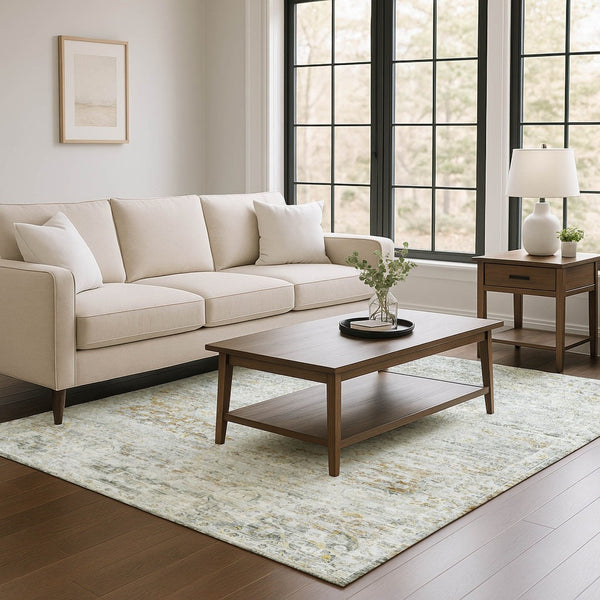 HomeRoots 8' X 10' Elegant Taupe Beige & Gray Floral Medallion Area Rug - Washable, UV-Protected & Durable 695592