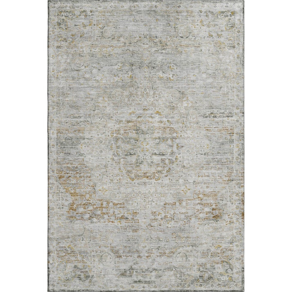 HomeRoots 8' X 10' Elegant Taupe Beige & Gray Floral Medallion Area Rug - Washable, UV-Protected & Durable 695592