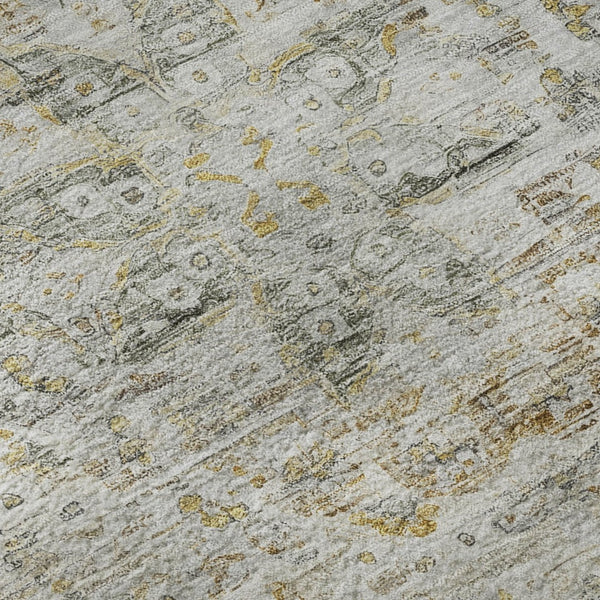 HomeRoots 8' X 10' Elegant Taupe Beige & Gray Floral Medallion Area Rug - Washable, UV-Protected & Durable 695592