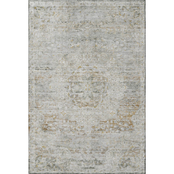 HomeRoots 8' X 10' Elegant Taupe Beige & Gray Floral Medallion Area Rug - Washable, UV-Protected & Durable 695592
