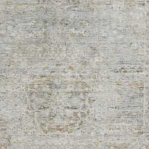 HomeRoots 9' X 12' Washable Floral Medallion Area Rug - Elegant Taupe, Beige & Gray with UV Protection 695593