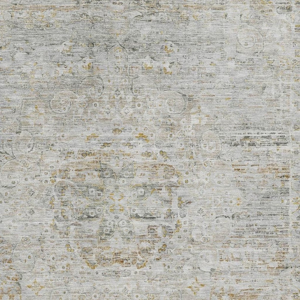 HomeRoots 9' X 12' Washable Floral Medallion Area Rug - Elegant Taupe, Beige & Gray with UV Protection 695593
