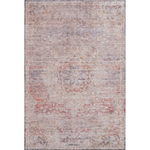 HomeRoots 5' X 8' Terra Cotta Beige & Gray Floral Area Rug | Washable, Durable, Stain Resistant & UV Protected 695596