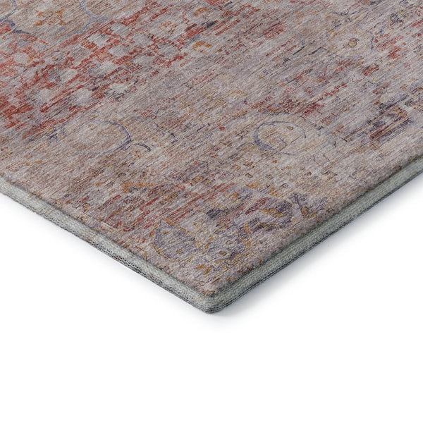HomeRoots 5' X 8' Terra Cotta Beige & Gray Floral Area Rug | Washable, Durable, Stain Resistant & UV Protected 695596