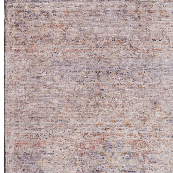 HomeRoots 5' X 8' Terra Cotta Beige & Gray Floral Area Rug | Washable, Durable, Stain Resistant & UV Protected 695596