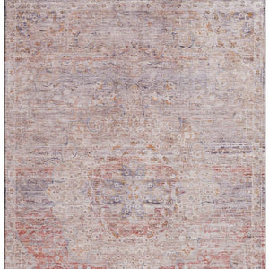 HomeRoots 5' X 8' Terra Cotta Beige & Gray Floral Area Rug | Washable, Durable, Stain Resistant & UV Protected 695596