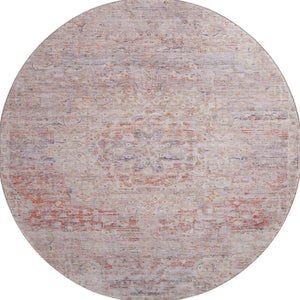 HomeRoots 8' Terra Cotta Floral Medallion Washable Round Rug – Durable, UV Resistant, Ideal for Busy Homes! 695597