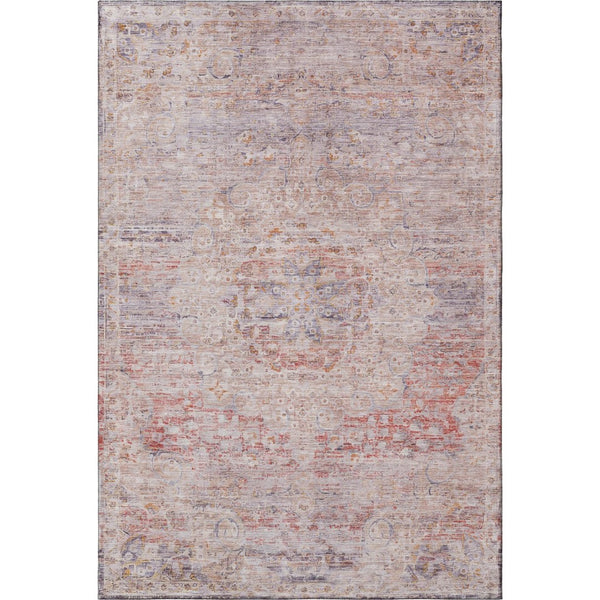 HomeRoots 8' X 10' Elegant Terra Cotta Floral Area Rug - Washable, UV Protected, Stain Resistant, Durable Design 695598