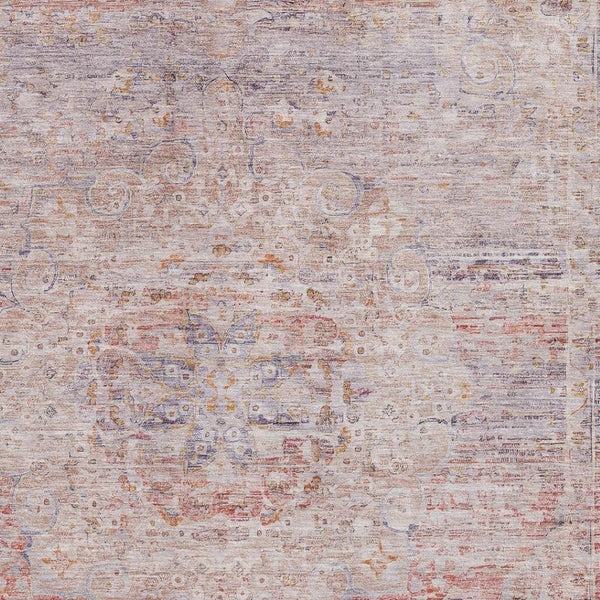 HomeRoots 9' X 12' Elegant Floral Medallion Area Rug - Terra Cotta, Beige & Gray with Stain & UV Protection 695599