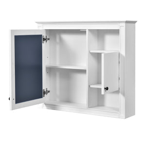 English Elm 32'' Modern Medicine Cabinet with Mirror, Wall-Mounted 3-Shelf Bathroom Storage, White MDF Finish N710P252505K