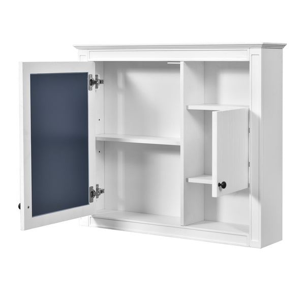 English Elm 32'' Modern Medicine Cabinet with Mirror, Wall-Mounted 3-Shelf Bathroom Storage, White MDF Finish N710P252505K