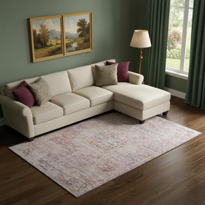 HomeRoots 10' Traditional Floral Medallion Area Rug in Terra Cotta & Gray - Washable, UV Protected & Durable 695600