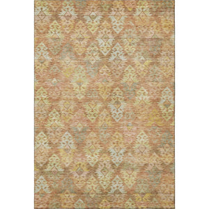 HomeRoots 9' X 12' Ikat Area Rug in Copper, Gold, and Beige – Durable, Washable, UV-Protected for Busy Homes 695611