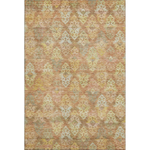 HomeRoots 10' X 14' Ikat Washable Area Rug in Copper Gold & Beige - Durable, Stain Resistant, UV Protected! 695612