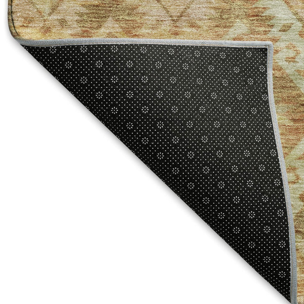 HomeRoots 10' X 14' Ikat Washable Area Rug in Copper Gold & Beige - Durable, Stain Resistant, UV Protected! 695612