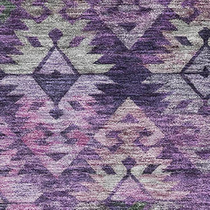 HomeRoots 5' X 8' Stylish Eggplant Lavender Gray Ikat Area Rug - Washable, UV Protected, Non-Slip Design 695614