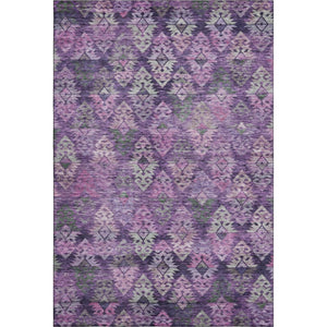 HomeRoots 9' X 12' Washable Ikat Area Rug in Eggplant & Lavender - Durable, Stain-Resistant, UV Protected Design 695617