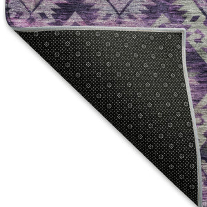 HomeRoots 9' X 12' Washable Ikat Area Rug in Eggplant & Lavender - Durable, Stain-Resistant, UV Protected Design 695617