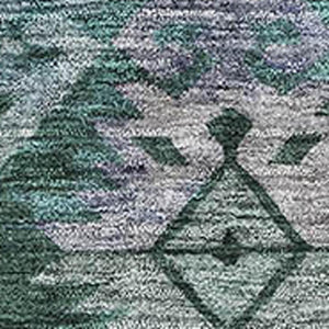 HomeRoots 8' X 10' Stylish Emerald Teal & Gray Ikat Area Rug - Washable, UV Protected, Perfect for Busy Homes! 695622