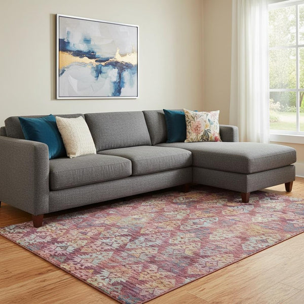 HomeRoots 8' X 10' Stylish Ikat Area Rug in Rust, Gold & Gray - Washable, UV Protected & Perfect for Homes! 695628
