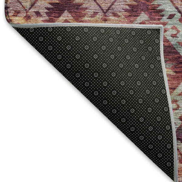 HomeRoots 9' X 12' Washable Ikat Area Rug in Rust, Gold & Gray - UV Protected, Durable, Easy-Care Design 695629