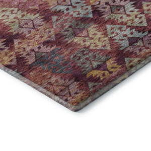 HomeRoots 9' X 12' Washable Ikat Area Rug in Rust, Gold & Gray - UV Protected, Durable, Easy-Care Design 695629