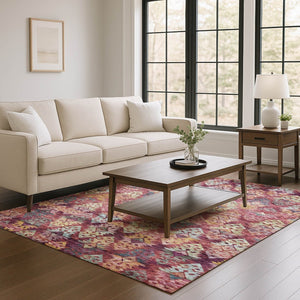 HomeRoots 10' X 14' Contemporary Ikat Area Rug in Rust, Gold & Gray - Durable, Washable, UV Protected Design 695630