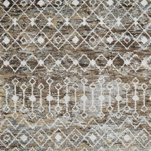 HomeRoots 5' X 8' Washable Area Rug in Brown, Ivory, and Gray - Geometric Design with UV Protection & Durability 695632