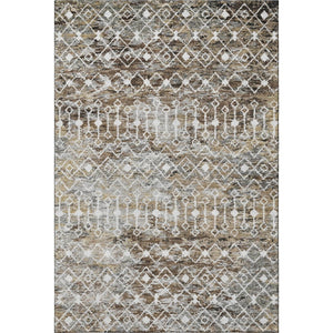 HomeRoots 9' X 12' Stylish Geometric Area Rug in Brown, Ivory, Gray - Washable, UV Protected & Stain Resistant 695635