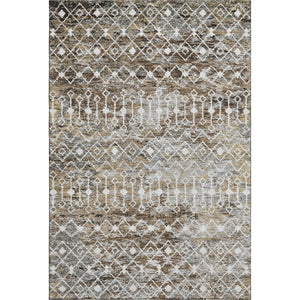 HomeRoots 10' X 14' Stylish Brown Ivory Gray Geometric Area Rug - Washable, UV Protection, and Stain Resistant 695636