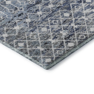 HomeRoots 5' X 8' Blue Ivory Gray Geometric Area Rug - Washable, Stain-Resistant, UV Protected for Homes 695638