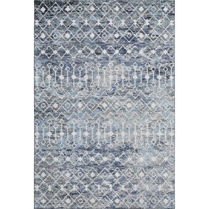 HomeRoots 8' X 10' Washable Blue and Gray Geometric Area Rug with UV Protection for Modern Living Spaces 695640