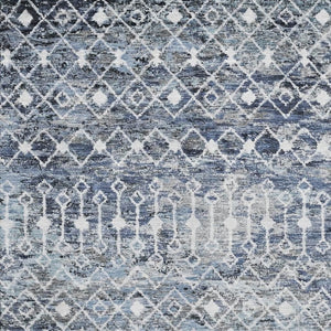 HomeRoots 8' X 10' Washable Blue and Gray Geometric Area Rug with UV Protection for Modern Living Spaces 695640