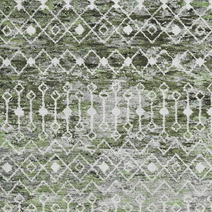 HomeRoots 5' X 8' Olive Green Geometric Washable Area Rug with UV Protection for Stylish, Pet-Friendly Spaces 695644