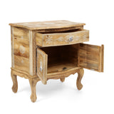 Christopher Knight Home® - Noble House - Culloden Handcrafted Boho Mango Wood Cabinet, Natural and White