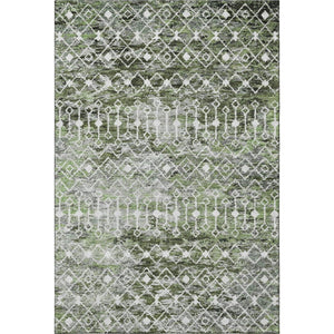 HomeRoots 8' X 10' Stylish Olive Green, Ivory & Gray Geometric Washable Area Rug with UV Protection & Non-Slip 695646