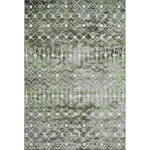 HomeRoots 9' X 12' Stylish Olive Green and Gray Geometric Washable Area Rug with UV Protection for Homes 695647